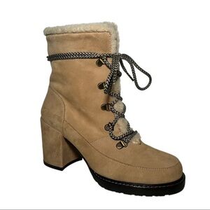 Women's Tan Lace-Up Ankle Boots